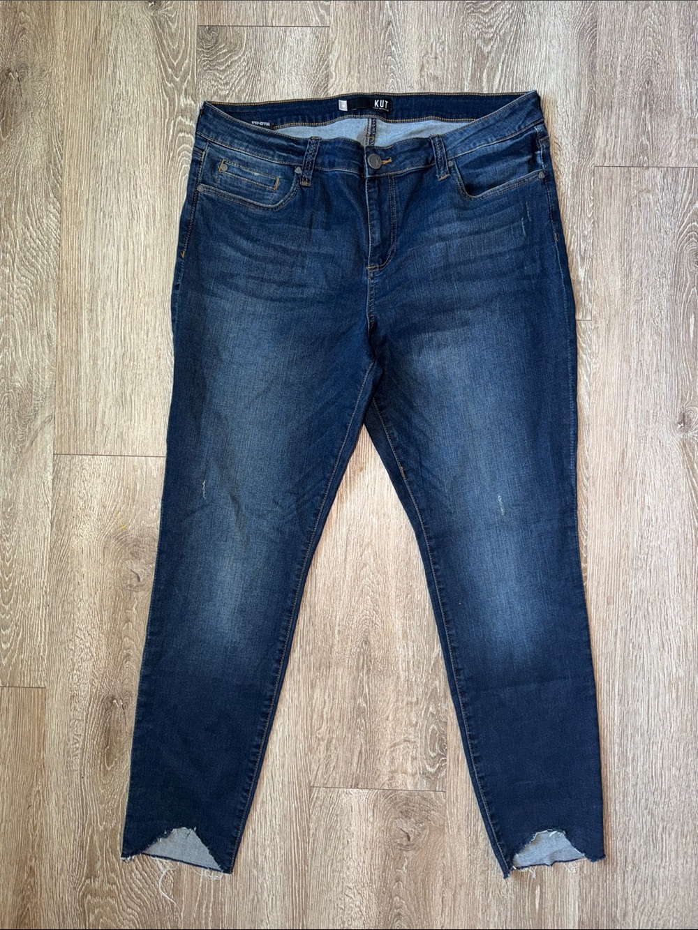 Kut from the Kloth Dark Blue Connie Ankle Skinny Jeans size 16 pants denim